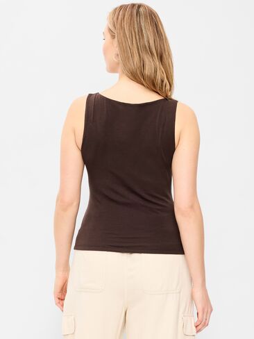 Old Navy Hug Double-Layer Boat-Neck Top - BLACK COFFEE in Saudi Arabia