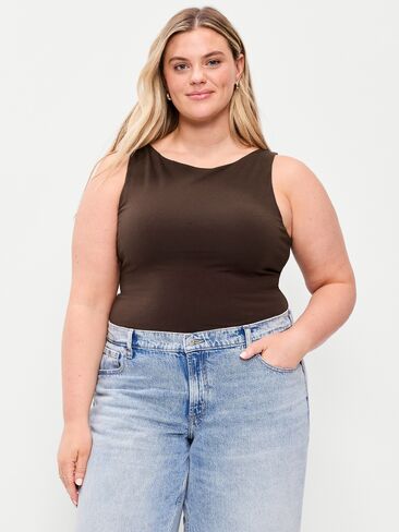 Old Navy Hug Double-Layer Boat-Neck Top - BLACK COFFEE in Saudi Arabia