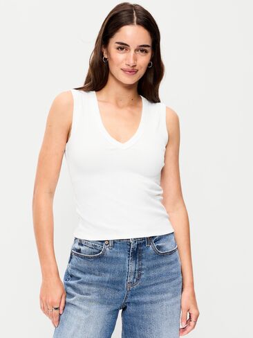 Old Navy Snug Crop V-Neck Tank Top - Calla Lilies in Saudi Arabia