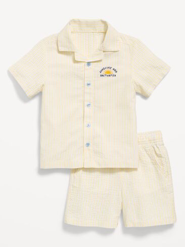 طقم قميص وسروال قصير الأكمام من Old Navy للأولاد الصغار - BUTTERCUP YELLOW in Kuwait