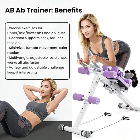 معدات تمرين البطن، معدات تمرين 6 في 1، معدات الصالة الرياضية المنزلية، معدات اللياقة البدنية، قابلة للطي، حماية الركبة، سحب الحبل، تمرين لتمرين المعدة، للنساء/الرجال (350 رطل) in Kuwait