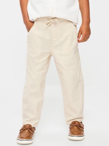 Old Navy Pull-On Barrel-Leg Linen-Blend Pants for Toddler Boys - Wish Bone in Saudi Arabia