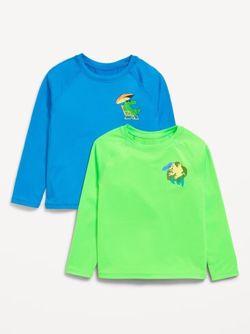 Old Navy Long-Sleeve Graphic Rashguard Swim Top 2-Pack for Toddler Boys - Dart Frog Neon in Saudi Arabia