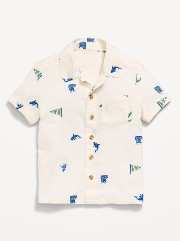 Old Navy Printed Crinkle Pocket Shirt for Toddler Boys - Sail Boats in Saudi Arabia