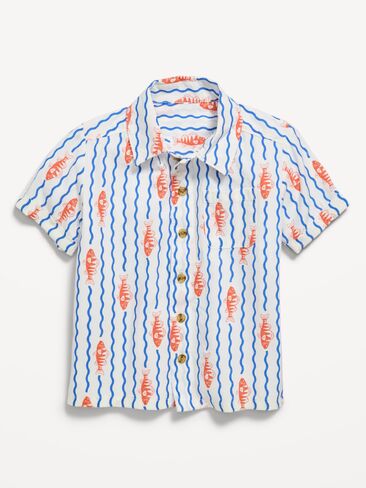 قميص جيب مجعد مطبوع من Old Navy للأولاد الصغار - ملح البحر in Kuwait