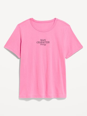 تي شيرت Old Navy EveryWear برسومات بياقة دائرية - HYDRANGEA PINK in Kuwait