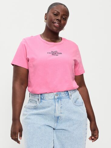 تي شيرت Old Navy EveryWear برسومات بياقة دائرية - HYDRANGEA PINK in Kuwait