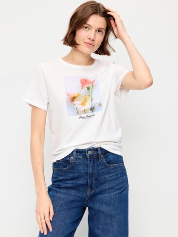 Old Navy EveryWear Crew-Neck Graphic T-Shirt - Calla Lilies in Kuwait