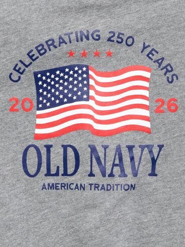 تي شيرت مطبوع عليه شعار بأكمام قصيرة للجنسين من Old Navy للأطفال الصغار - رمادي in Kuwait