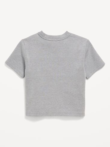 تي شيرت Old Navy Dynamic Fleece بجيب كبير الحجم للأولاد الصغار - رمادي منقط متوسط in Saudi Arabia
