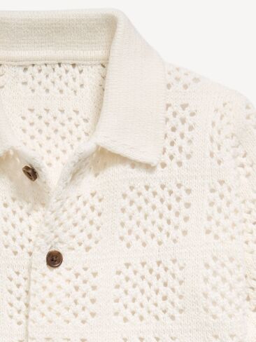 قميص منسوج بالكروشيه بأكمام قصيرة مقاس كبير من Old Navy للأولاد الصغار - ملح البحر in Kuwait