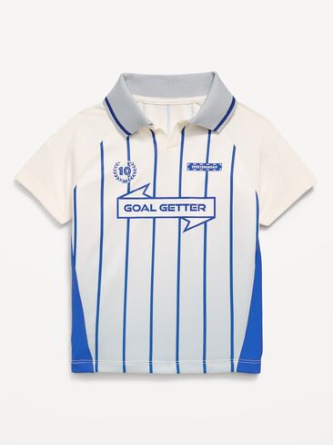 Old Navy Oversized Collared Graphic Performance Top for Toddler Boys - Blue Stripe in Saudi Arabia