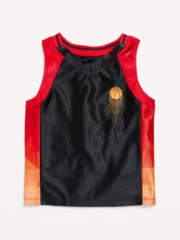 Old Navy Oversized Graphic Basketball Tank Top for Toddler Boys - Light Black Heather in Saudi Arabia