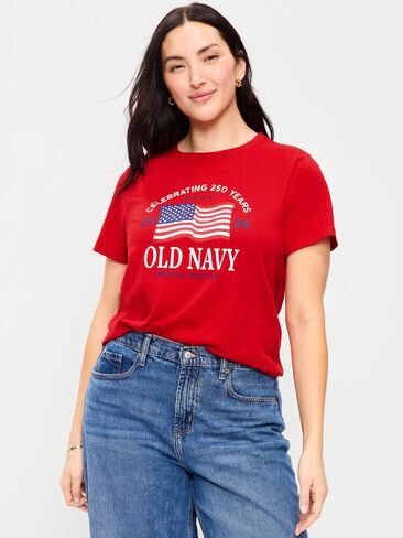 تي شيرت برسومات العلم ذو الرقبة الدائرية من Old Navy - روبي ريد in Saudi Arabia