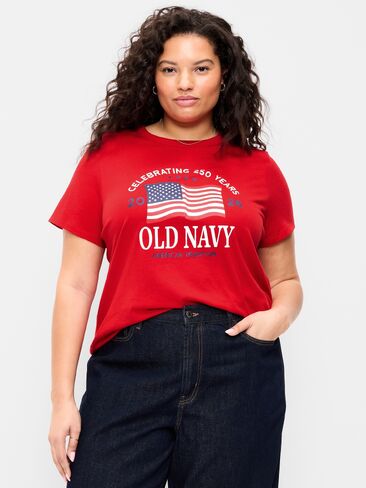 تي شيرت برسومات العلم ذو الرقبة الدائرية من Old Navy - روبي ريد in Saudi Arabia