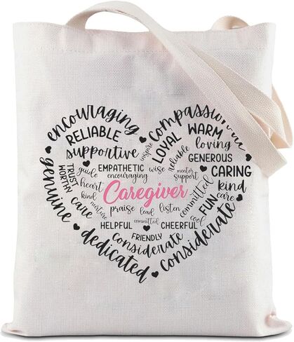 JYTAPP Caregiver Gifts Caregiver Gift Caregiver Love Heart Canvas Tote Bag هدية مقدم الرعاية النهارية in Saudi Arabia