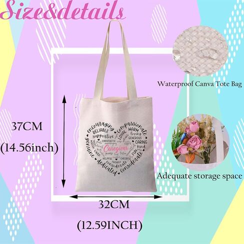 JYTAPP Caregiver Gifts Caregiver Gift Caregiver Love Heart Canvas Tote Bag هدية مقدم الرعاية النهارية in Saudi Arabia