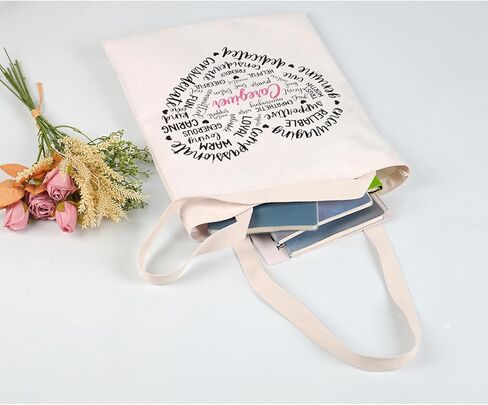 JYTAPP Caregiver Gifts Caregiver Gift Caregiver Love Heart Canvas Tote Bag هدية مقدم الرعاية النهارية in Saudi Arabia