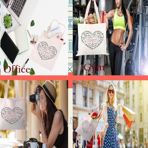 JYTAPP Caregiver Gifts Caregiver Gift Caregiver Love Heart Canvas Tote Bag هدية مقدم الرعاية النهارية in Saudi Arabia
