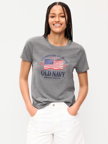 تي شيرت برسومات العلم ذو الرقبة الدائرية من Old Navy - B25 in Saudi Arabia