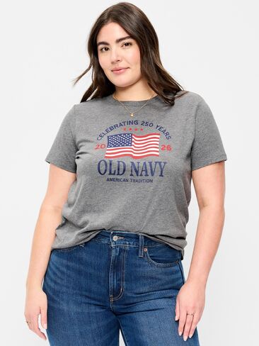 تي شيرت برسومات العلم ذو الرقبة الدائرية من Old Navy - B25 in Saudi Arabia