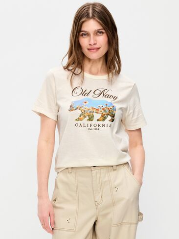 Old Navy EveryWear Crew-Neck Logo-Graphic T-Shirt - Sea Salt in Saudi Arabia