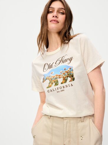 Old Navy EveryWear Crew-Neck Logo-Graphic T-Shirt - Sea Salt in Saudi Arabia