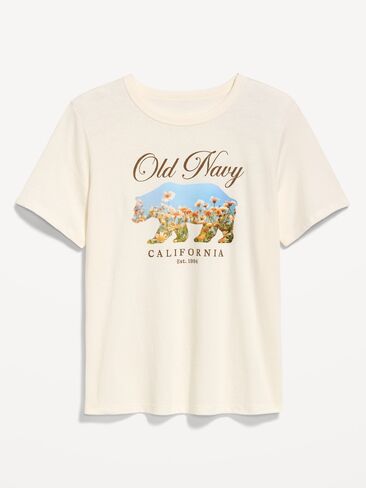 Old Navy EveryWear Crew-Neck Logo-Graphic T-Shirt - Sea Salt in Saudi Arabia