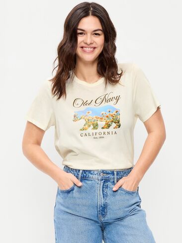 Old Navy EveryWear Crew-Neck Logo-Graphic T-Shirt - Sea Salt in Saudi Arabia