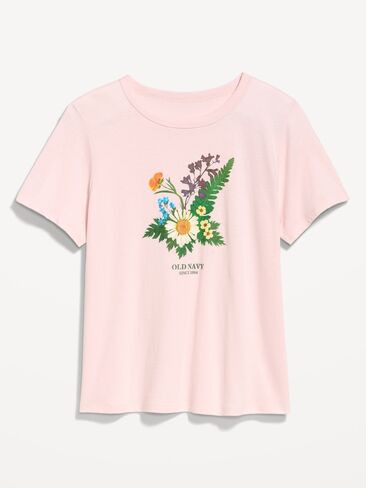 Old Navy EveryWear Crew-Neck Logo-Graphic T-Shirt - Pastel Pink in Saudi Arabia