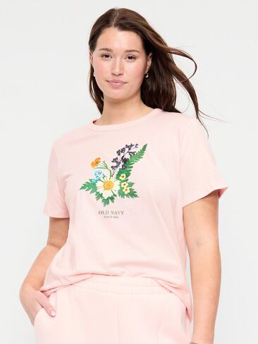 Old Navy EveryWear Crew-Neck Logo-Graphic T-Shirt - Pastel Pink in Saudi Arabia
