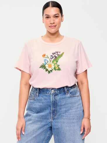 Old Navy EveryWear Crew-Neck Logo-Graphic T-Shirt - Pastel Pink in Saudi Arabia