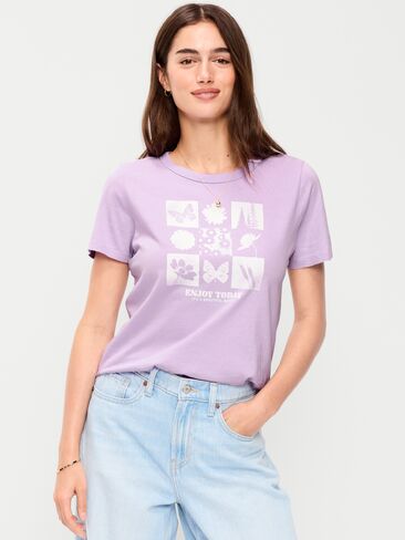 Old Navy EveryWear Crew-Neck Logo-Graphic T-Shirt - Fresh Lilac in Saudi Arabia