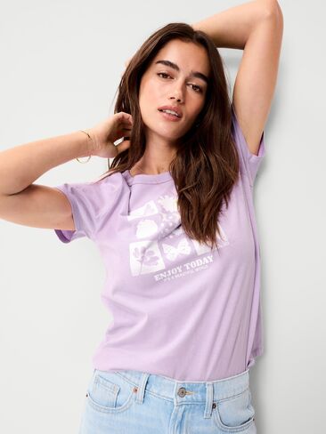 Old Navy EveryWear Crew-Neck Logo-Graphic T-Shirt - Fresh Lilac in Saudi Arabia