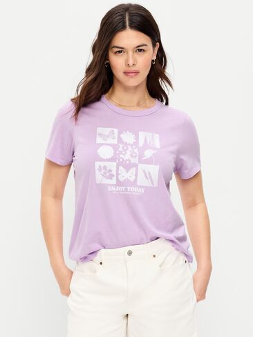 Old Navy EveryWear Crew-Neck Logo-Graphic T-Shirt - Fresh Lilac in Saudi Arabia