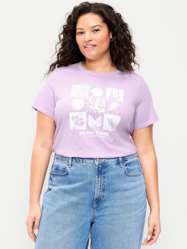 Old Navy EveryWear Crew-Neck Logo-Graphic T-Shirt - Fresh Lilac in Saudi Arabia