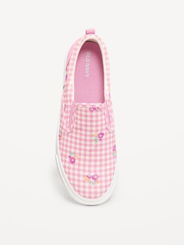 Old Navy Canvas Slip-On Sneakers for Girls - Pink Gingham in Saudi Arabia
