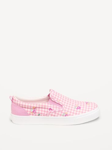 Old Navy Canvas Slip-On Sneakers for Girls - Pink Gingham in Saudi Arabia