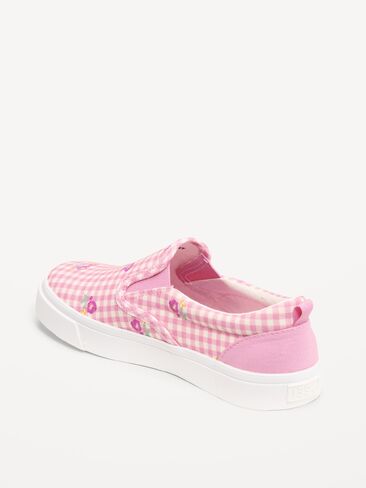 Old Navy Canvas Slip-On Sneakers for Girls - Pink Gingham in Saudi Arabia