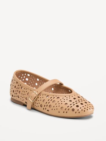 Old Navy Faux-Leather Mary Jane Ballet Flats for Girls - Tan in Saudi Arabia
