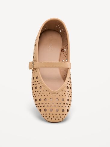 Old Navy Faux-Leather Mary Jane Ballet Flats for Girls - Tan in Saudi Arabia
