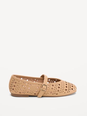 Old Navy Faux-Leather Mary Jane Ballet Flats for Girls - Tan in Saudi Arabia