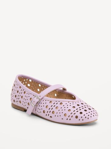 Old Navy Faux-Leather Mary Jane Ballet Flats for Girls - Lilac Ice in Saudi Arabia