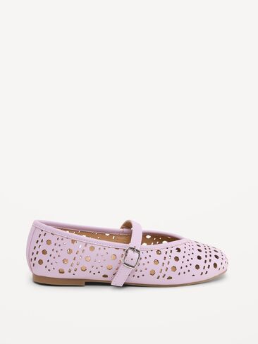 Old Navy Faux-Leather Mary Jane Ballet Flats for Girls - Lilac Ice in Saudi Arabia