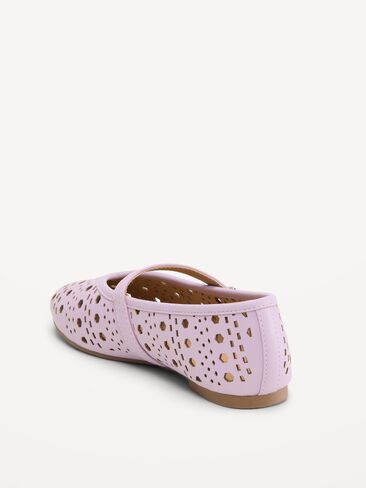 Old Navy Faux-Leather Mary Jane Ballet Flats for Girls - Lilac Ice in Saudi Arabia