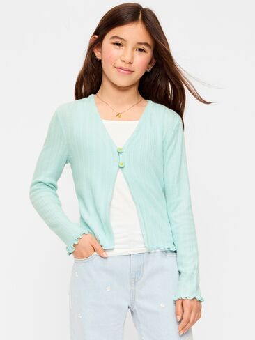 Old Navy Pointelle-Knit V-Neck Cardigan for Girls - TILLANDSIA in Saudi Arabia