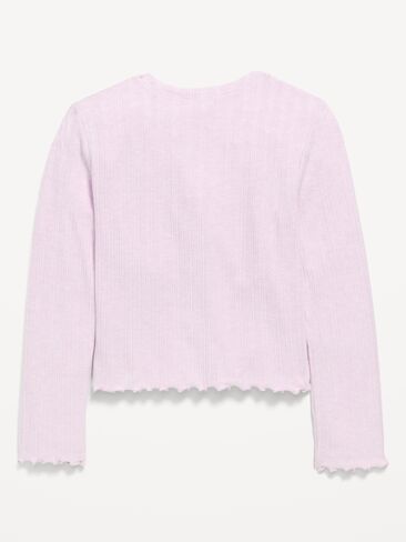 Old Navy Pointelle-Knit V-Neck Cardigan for Girls - Lilac Ice in Saudi Arabia