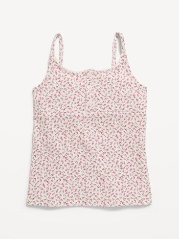 Old Navy Fitted Printed Henley Tank Top for Girls - A SL LACE TRIM:SEASALT in Saudi Arabia
