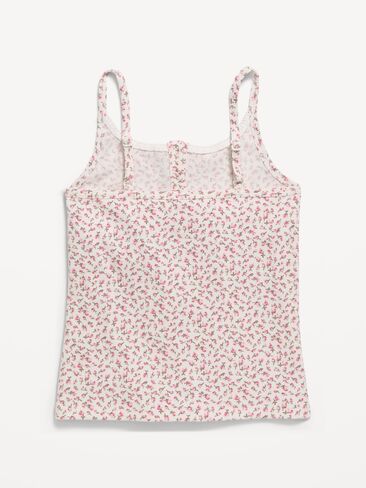 Old Navy Fitted Printed Henley Tank Top for Girls - A SL LACE TRIM:SEASALT in Saudi Arabia