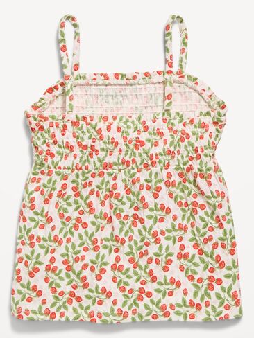 Old Navy Printed Sleeveless Textured Smocked Top for Girls - STRAWBERRY VINE in Saudi Arabia
